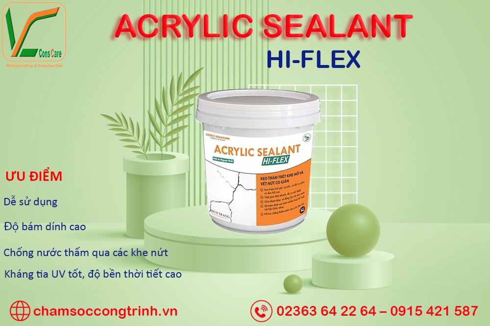 Giới thiệu Acrylic Hi-Flex Sealant , Hướng dẫn sử dụng thi công